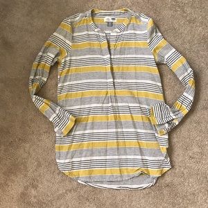 Yellow, blue, white striped Old Navy tunic XS